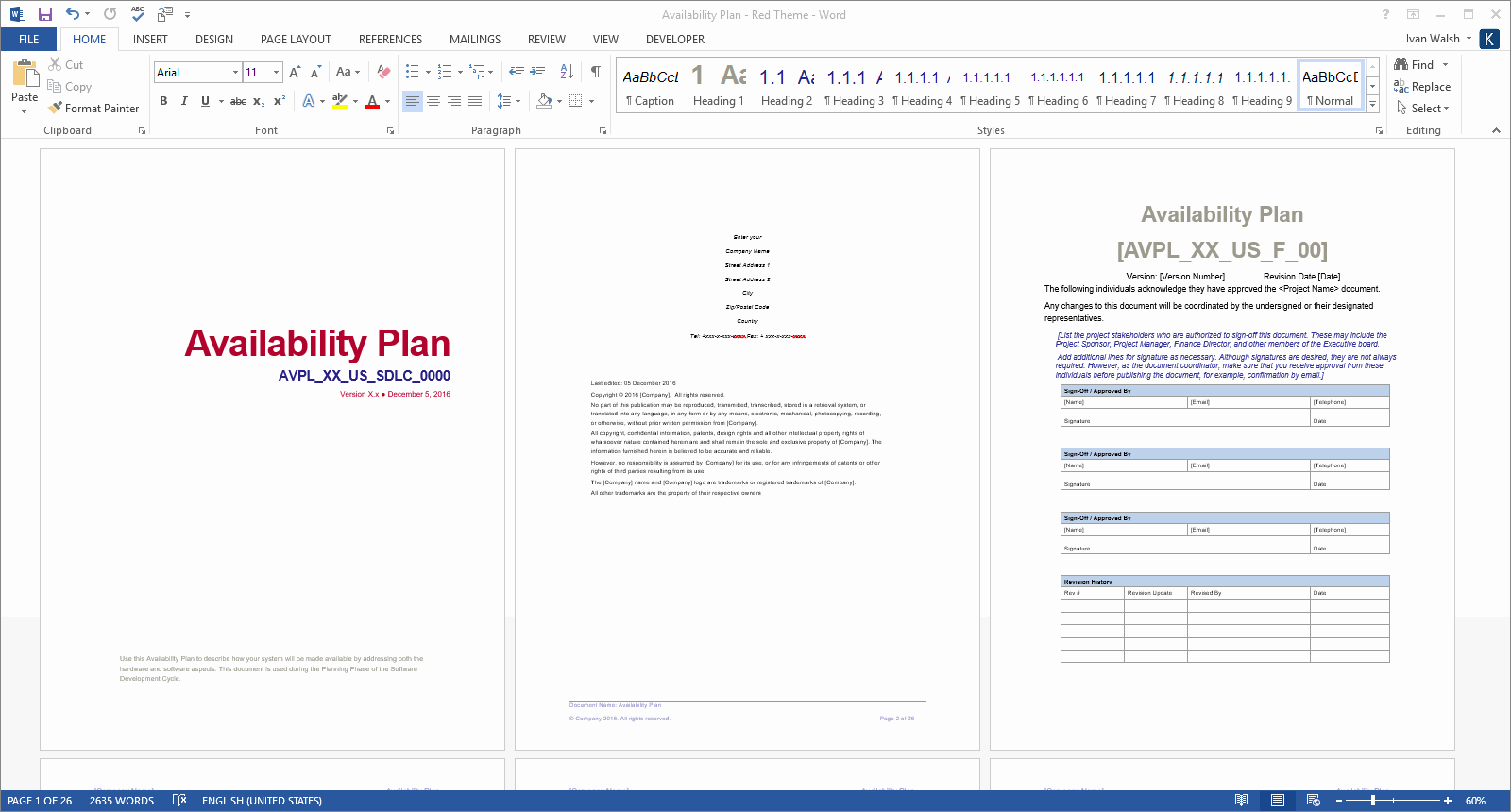 4 Section Word Template Lovely Availability Plan Template – Instant Download