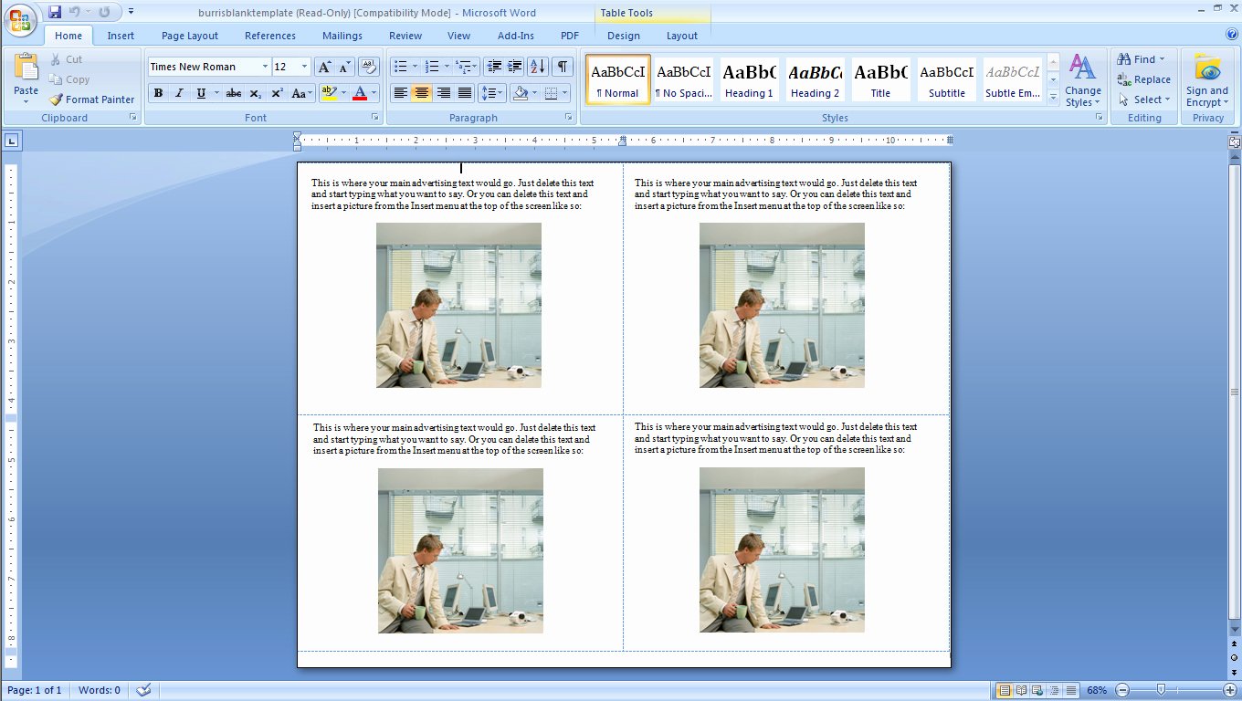 4 Section Word Template Lovely How to Make Four Postcards the Same Sheet In Word