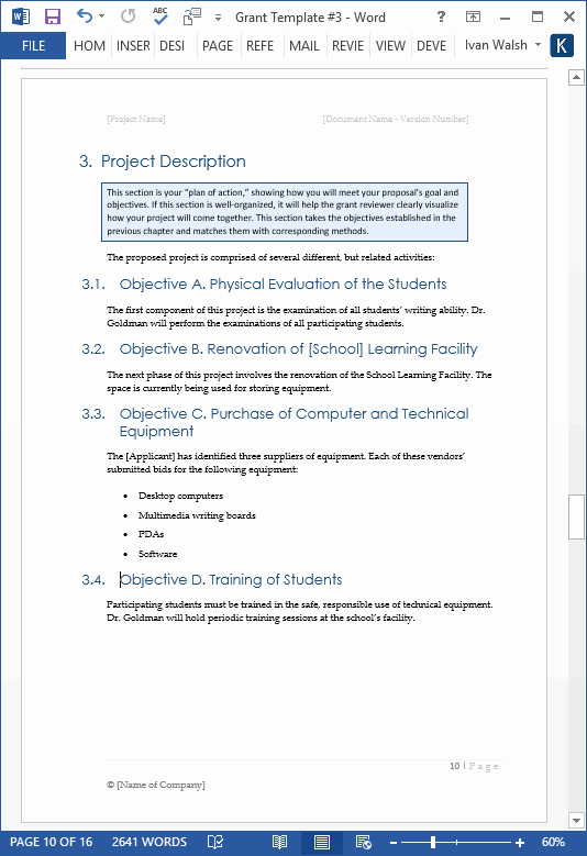 4 Section Word Template Luxury Grant Proposal Template Ms Fice