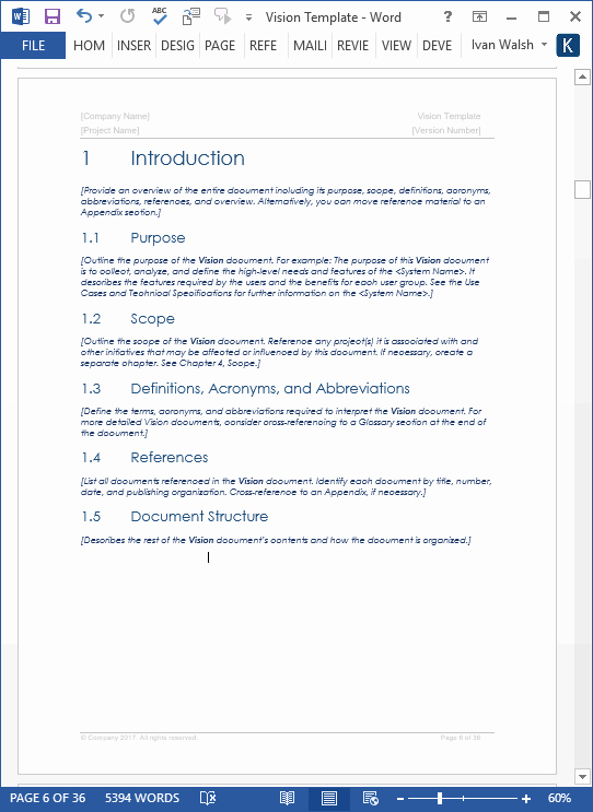 4 Section Word Template Unique Vision Document Template Ms Word