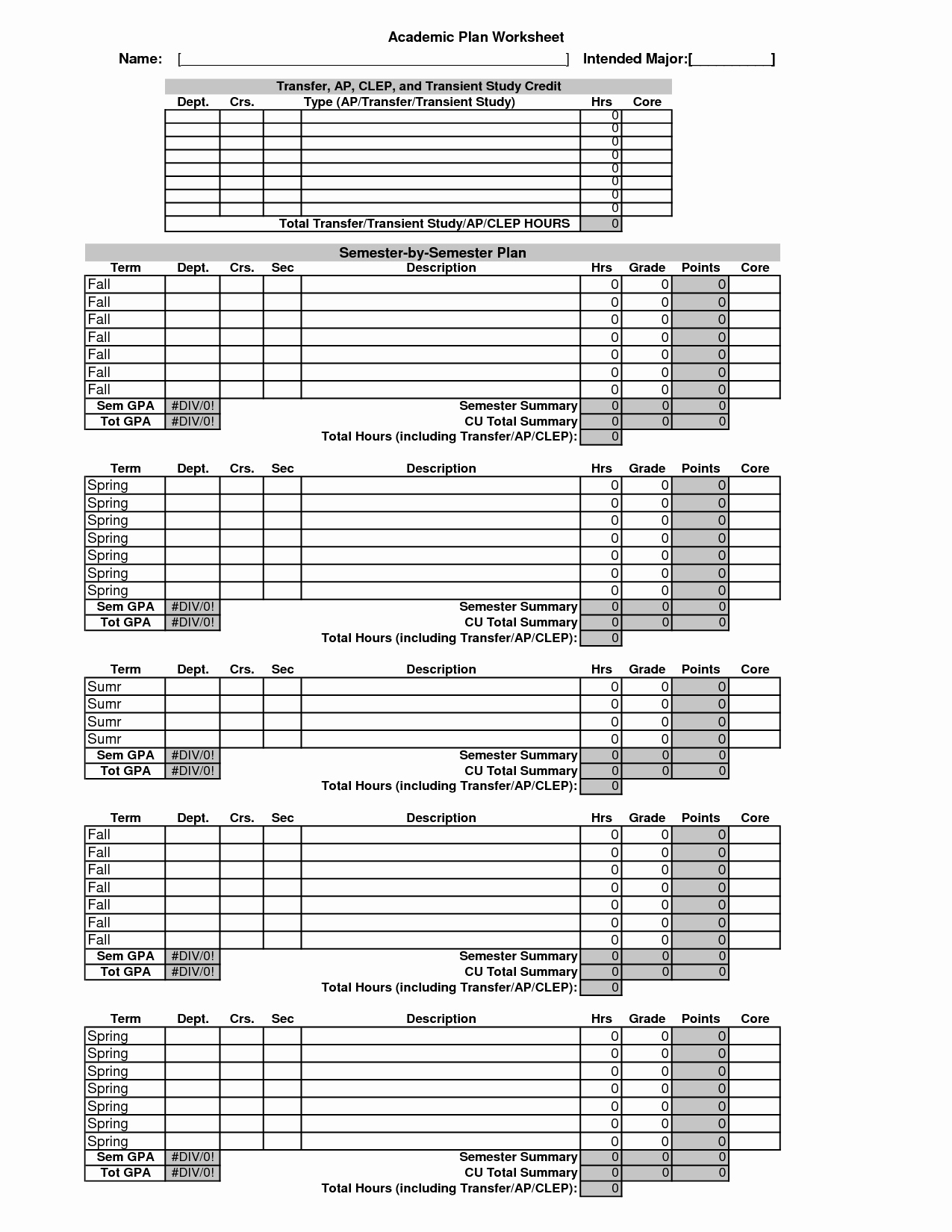 4 Year College Plan Template Unique 15 Best Of Four Year College Plan Worksheet High