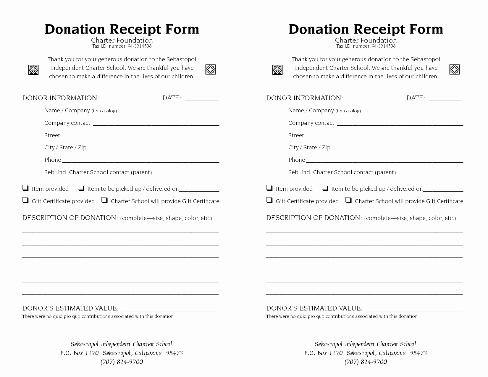 501c3 Donation Receipt Template Lovely 10 Best Of Non Profit Donation Receipt form Non