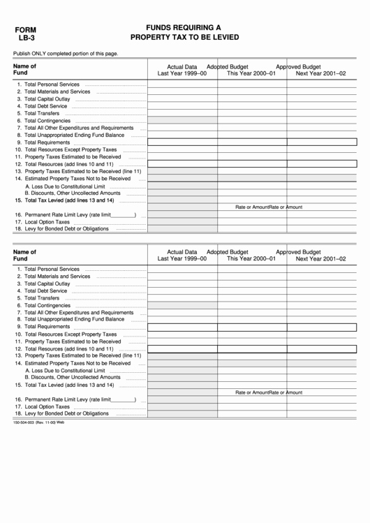 504 Plan Template Pdf Inspirational form Lb 3 Funds Requiring A Property Tax to Be Levied