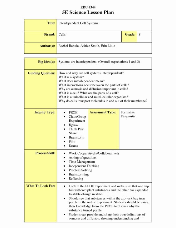 5e Lesson Plan Template Fresh the 5e Lesson Plan is An Extremely Useful Way Of Planning