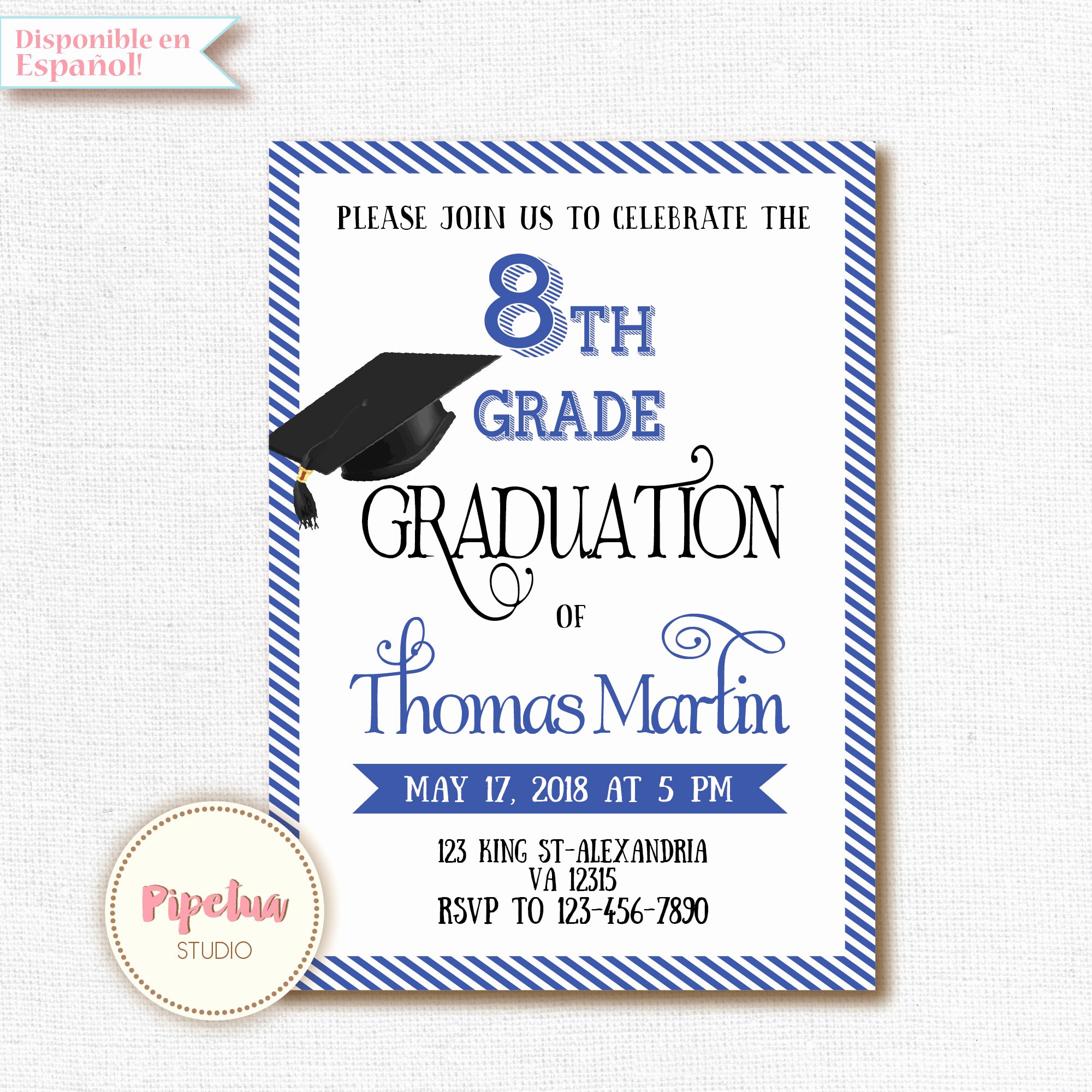 8th Grade Graduation Program Template New 8th Grade Graduation Invite Printable Graduation Invitation