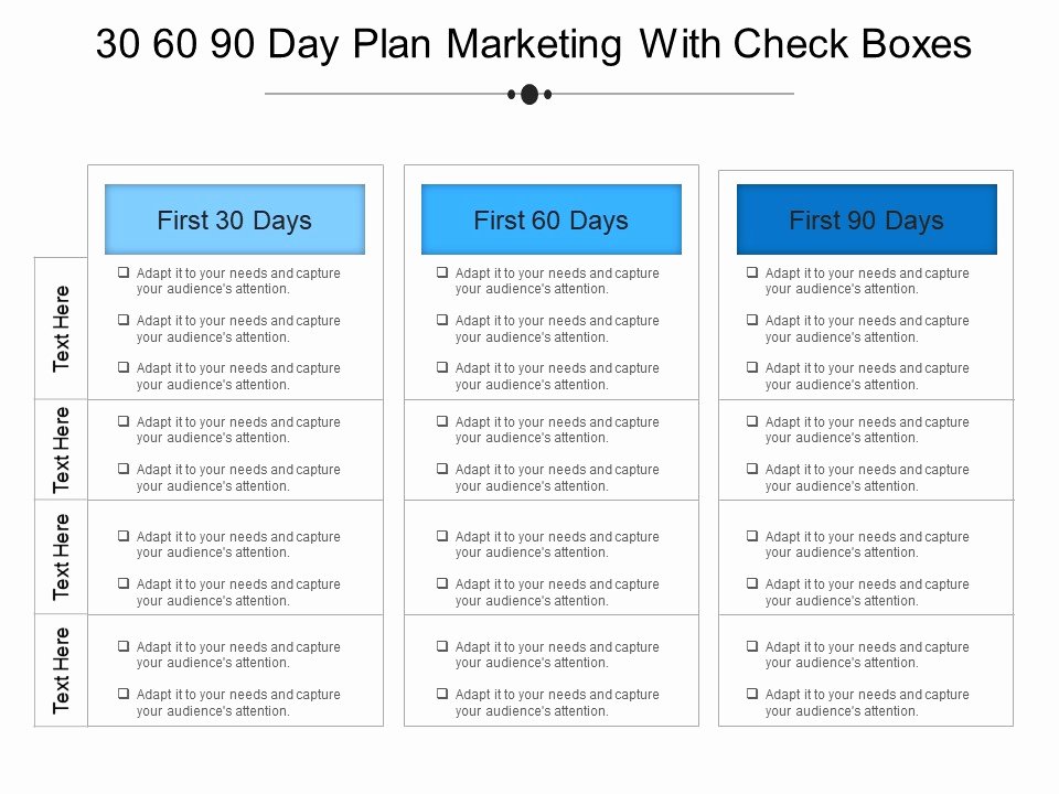 90 Day Onboarding Plan Template Inspirational 30 60 90 Day Plan Marketing with Check Boxes Example