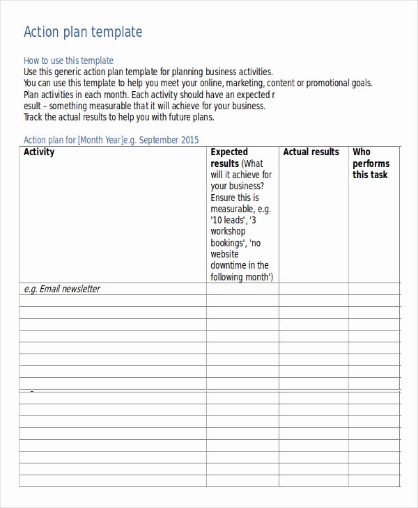 Action Plan Template Word New 16 Action Plan Templates