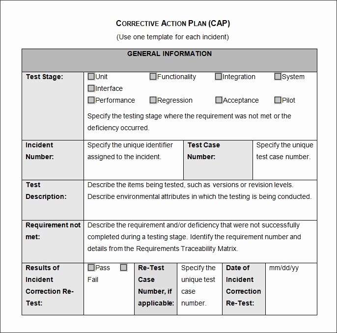 Action Plan Template Word New Corrective Action Plan Template
