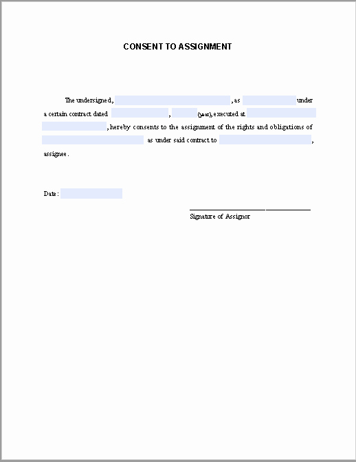 Affidavit Of assignment Awesome assignment Consent Notice