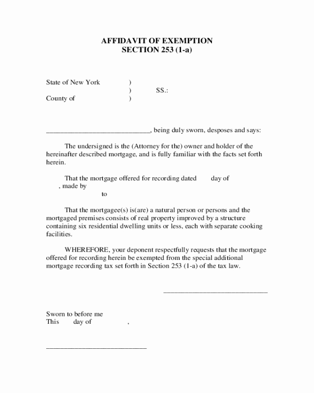 Affidavit Of assignment Elegant Affidavit Of Exemption Section 253 1 A Edit Fill