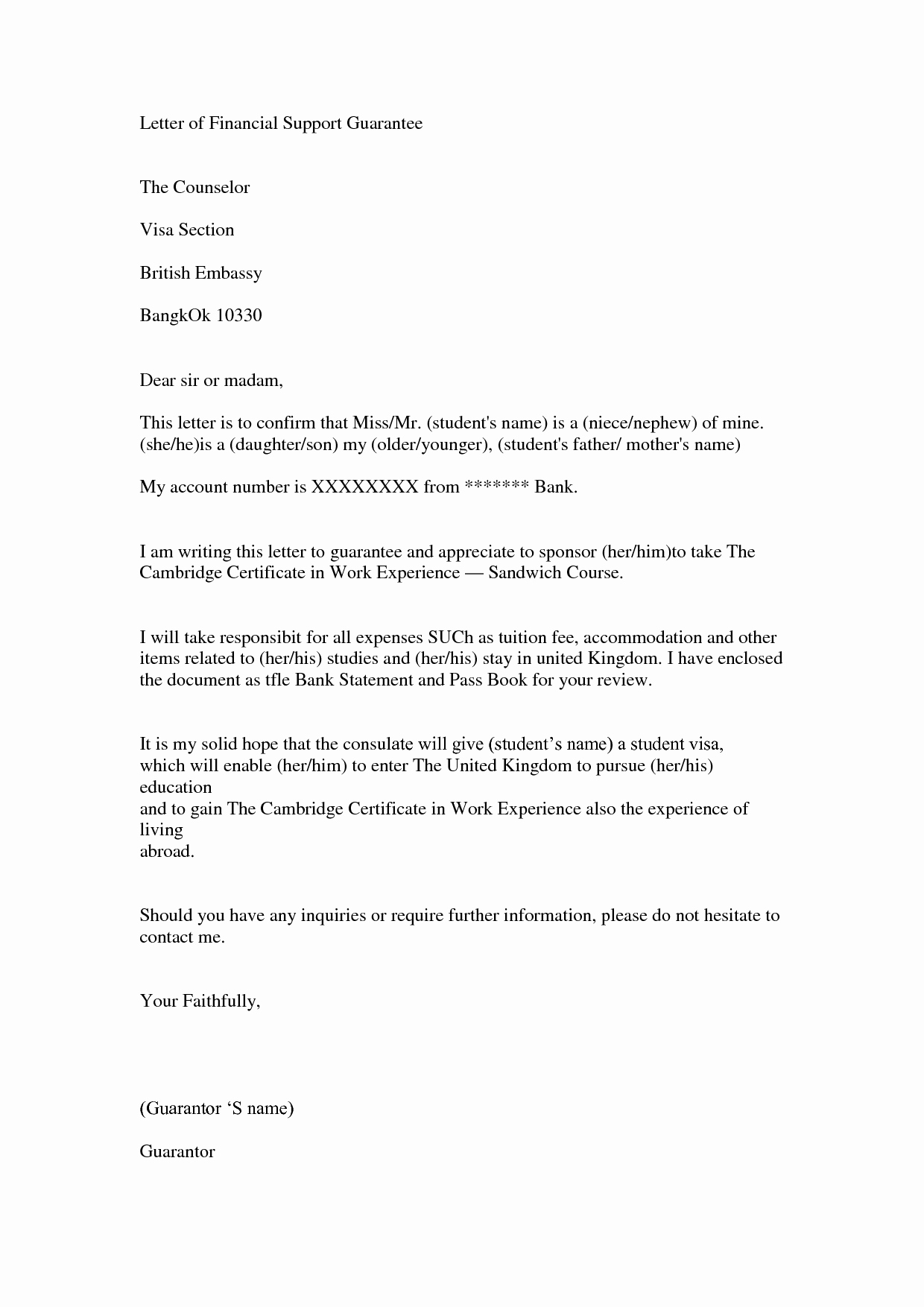Affidavit Of Support Letter Fresh Financial Support Letter Image Gallery Nesta