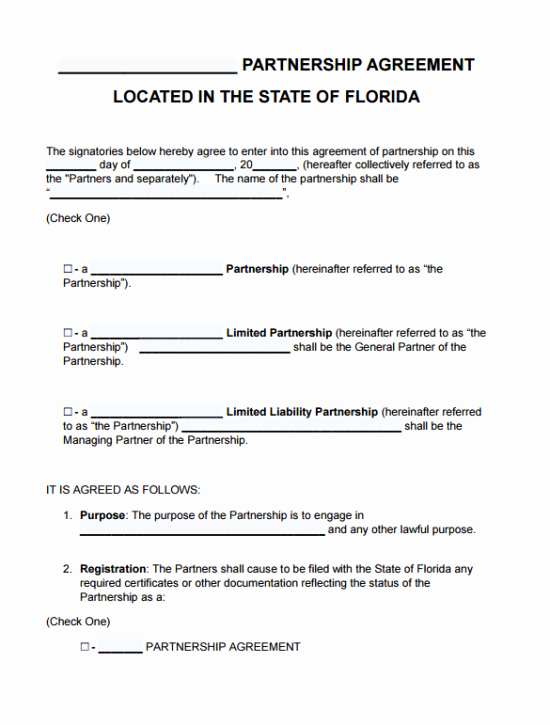 Affiliate Partnership Agreement Template Luxury Free Florida Partnership Agreement Template Pdf