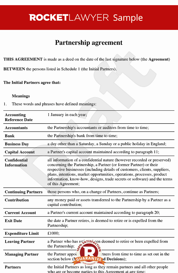 Affiliate Partnership Agreement Template New Partnership Agreement Template Create A Partnership