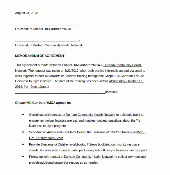 Agreement Letter Between Two Parties Template Awesome 15 Memorandum Of Agreement Templates Pdf Doc