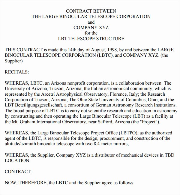 Agreement Letter Between Two Parties Template Inspirational Contract Agreement 7 Free Pdf Doc Download