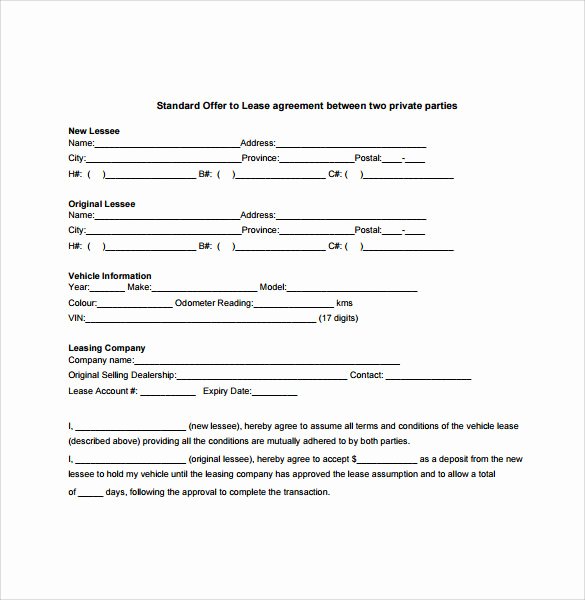 sample vehicle lease agreement template