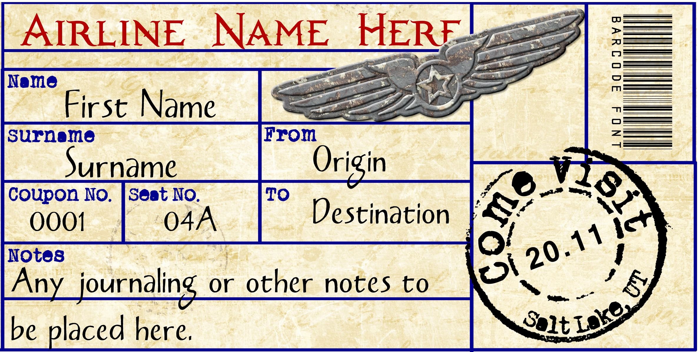 Airline Ticket Gift Certificate Template Elegant Airplane Ticket Young Women S