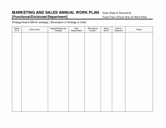 Annual Work Plan Template Unique Annual Work Plan Template Doc