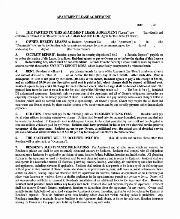 Apartment Lease Transfer Agreement Template Fresh 8 Sample Apartment Lease Agreements – Pdf Word