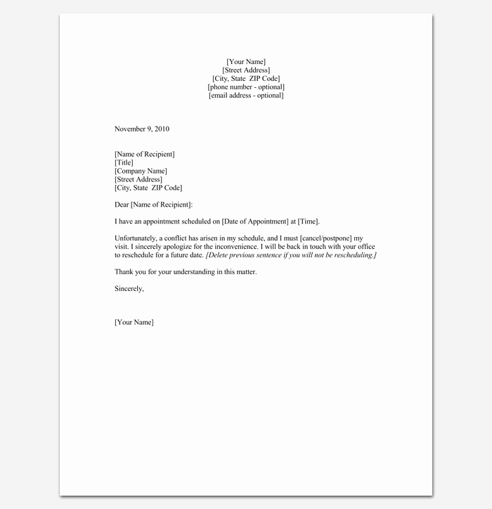 Appointment Reminder Letter Template Medical Elegant Appointment Cancellation Letter 10 Samples Examples