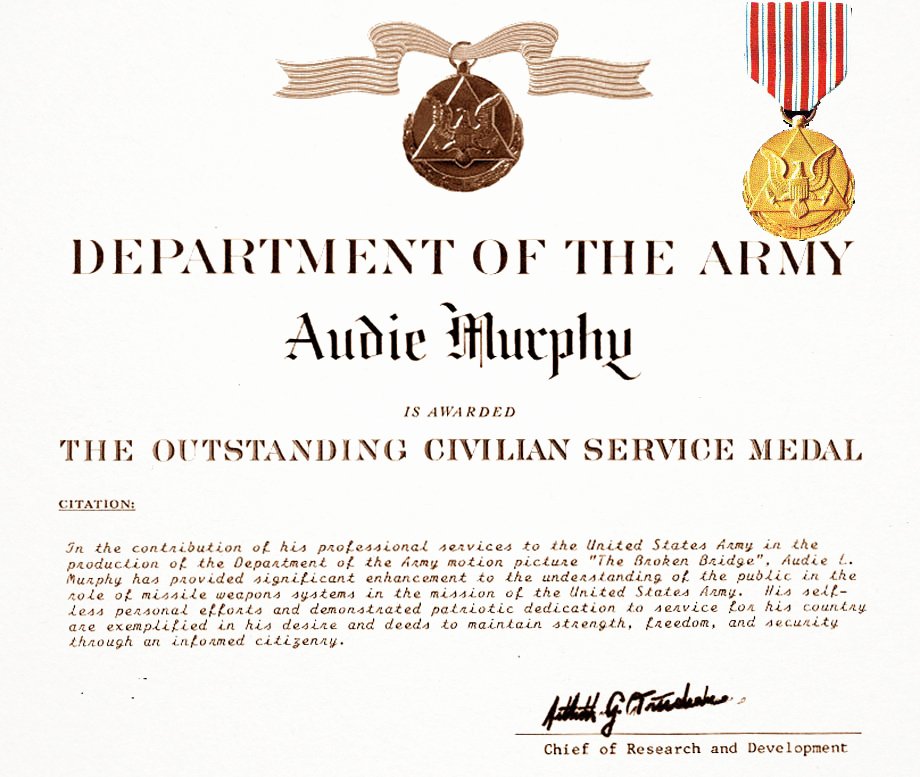 Army Award Certificate Template Lovely Au Murphy Filmography Military Wiki