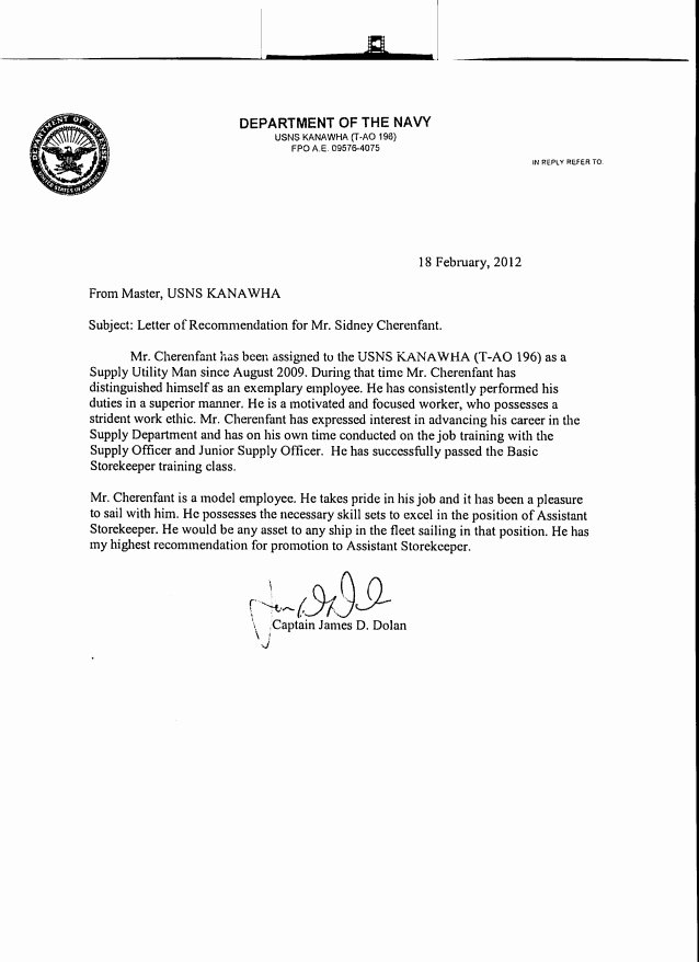 Army Letter Of Recommendation Elegant Letters Of Re Mendation