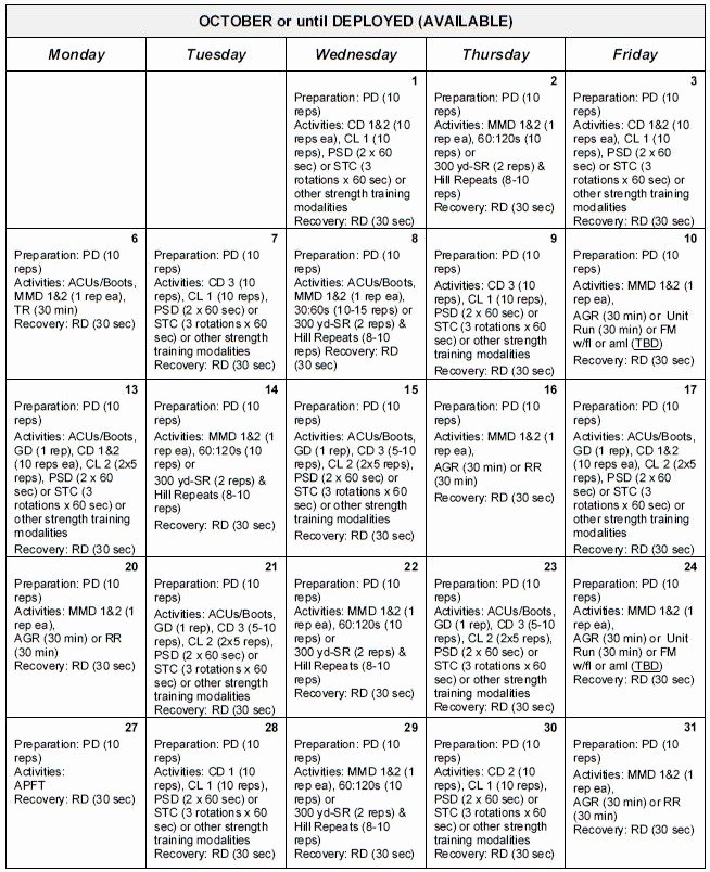 Army Pt Plan Template