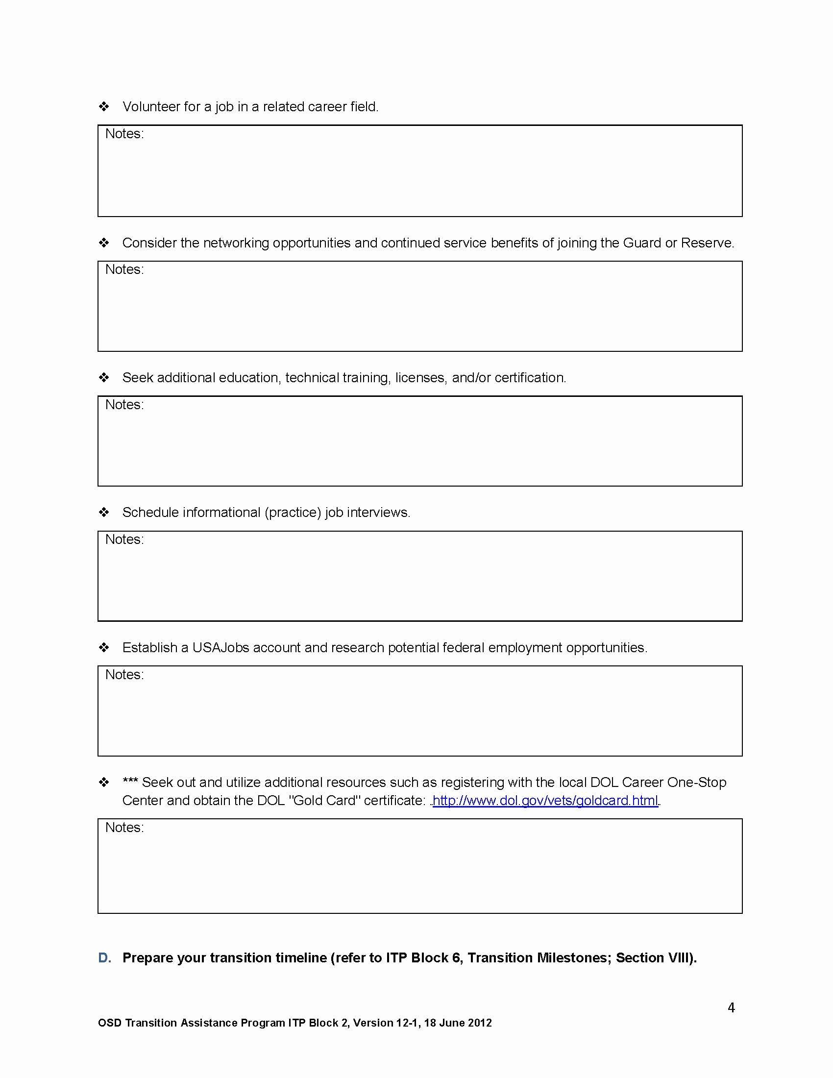 Army Pt Plan Template Lovely Sample Individual Transition Plan Itp