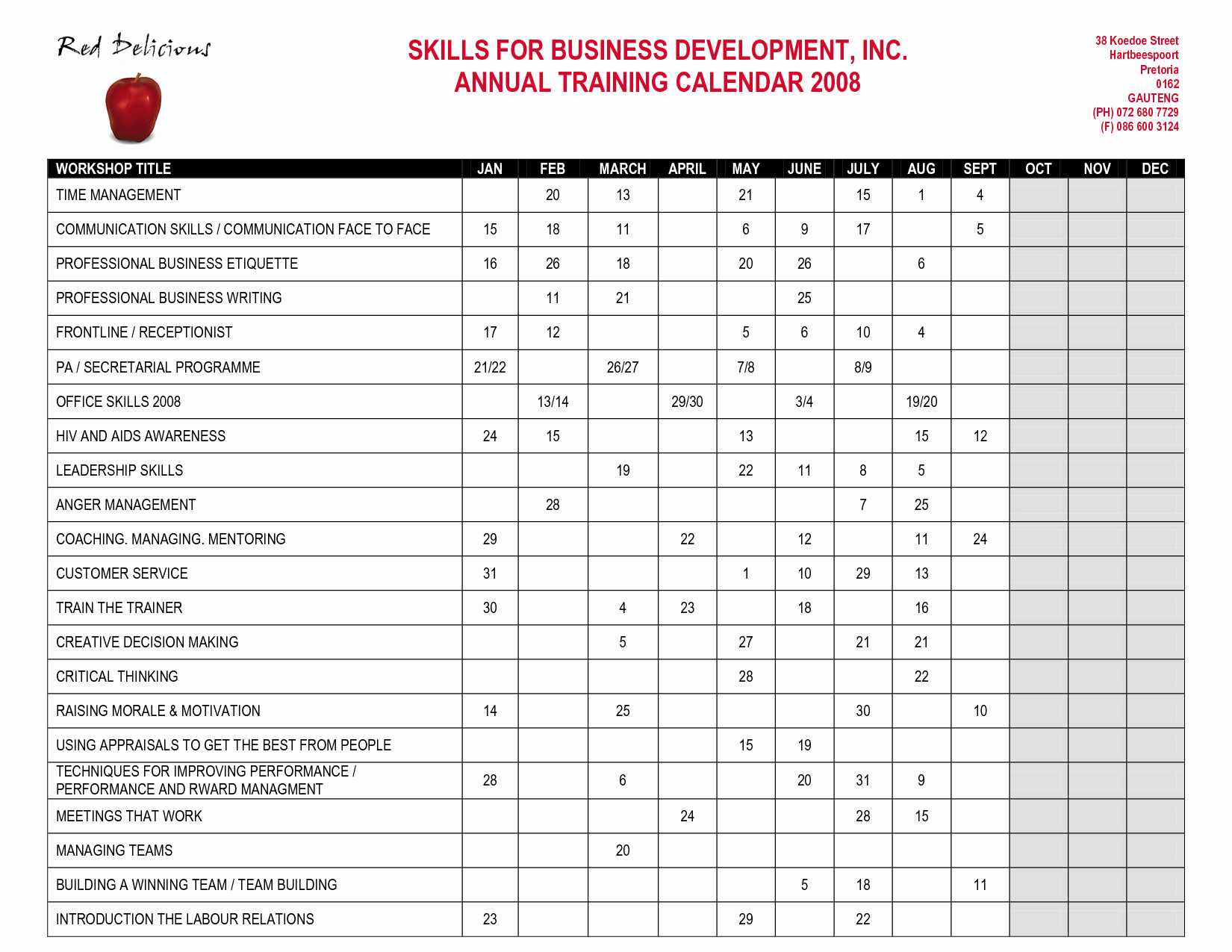 30 Army Training Plan Template Hamiltonplastering