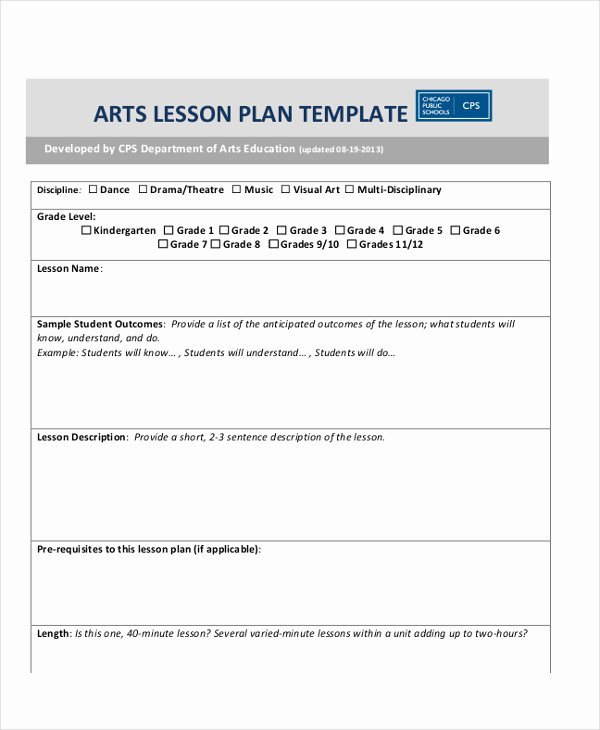 Art Lesson Plan Template Elegant 40 Lesson Plan Samples
