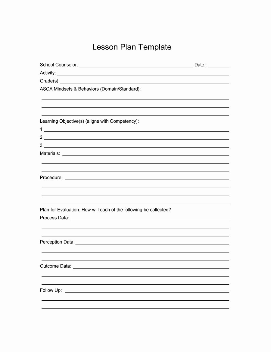 Asca Lesson Plan Template Fresh 44 Free Lesson Plan Templates [ Mon Core Preschool Weekly]