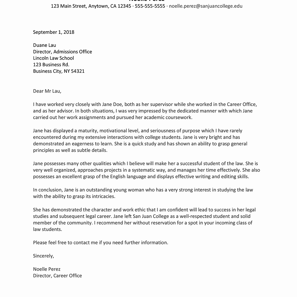 Attorney Letter Of Recommendation Luxury Reference Letter Sample for Law School