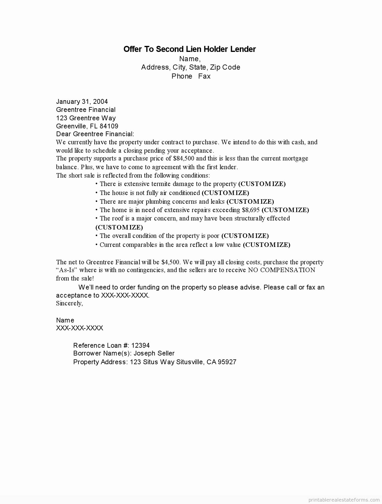 Auto Lien Release Letter Template Awesome Free Printable Fer to Second Lien Holder Lender Pdf