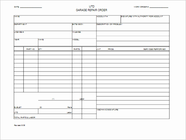 Auto Repair Receipt Template Unique 40 Blank Invoice Templates Free Word Excel Psd format