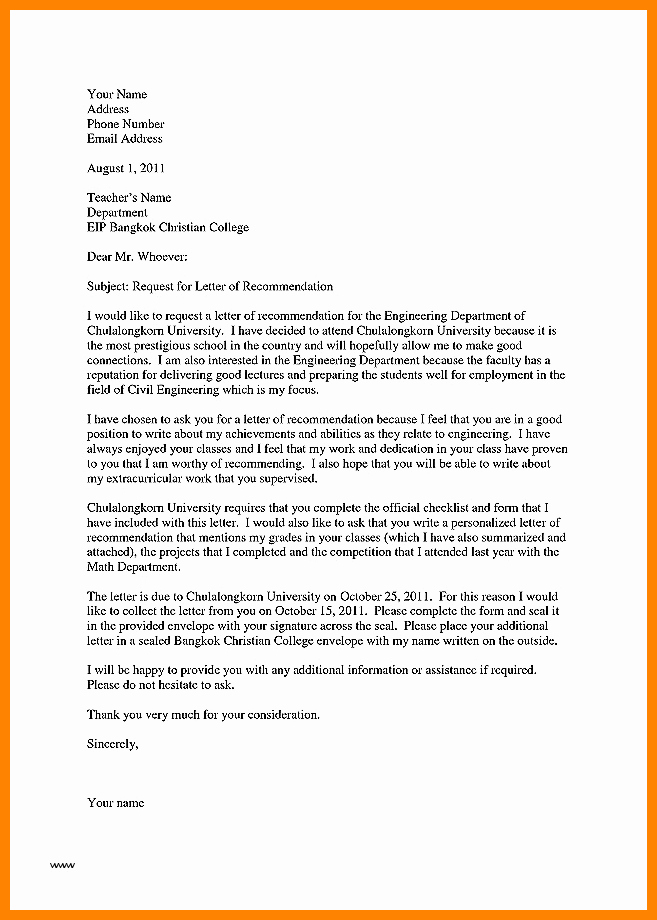 Award Recommendation Letter Sample Inspirational 7 Letter Of Re Mendation for Teacher Of the Year