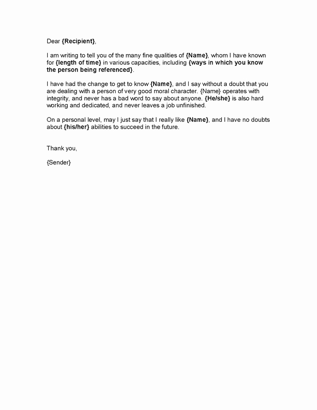Bad Letter Of Recommendation Inspirational Letter Of Good Character Template