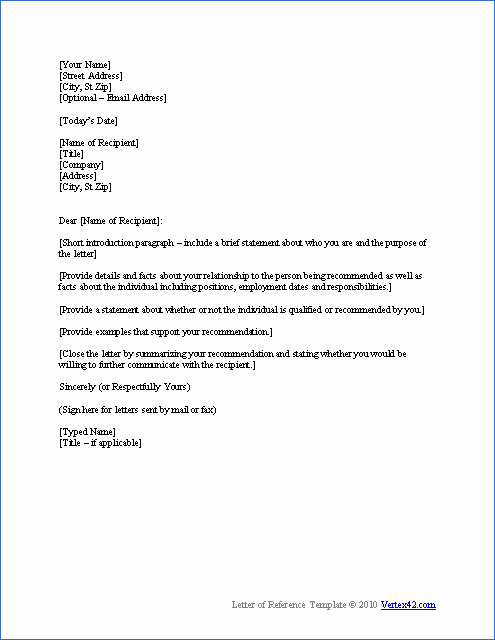 Bad Letter Of Recommendation New Download A Free Letter Of Reference Template for Word
