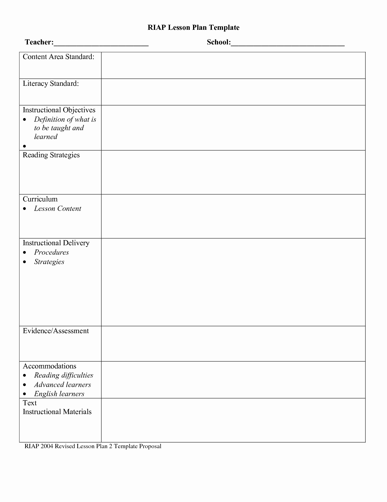 Best Lesson Plan Template Lovely Free Lesson Plan Templates for Middle School
