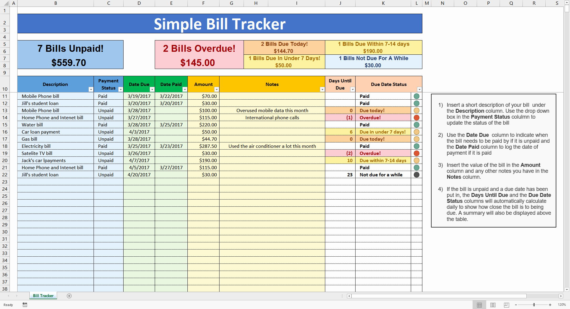 Bill Pay Template Excel Fresh Excel Spreadsheet for Bills