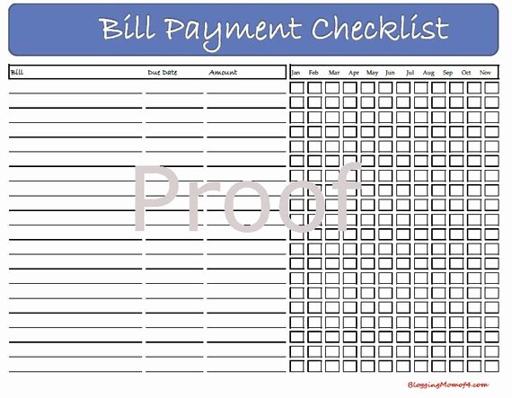 Bill Pay Template Excel New Items Similar to Bill Payment Checklist Pdf Printable On Etsy