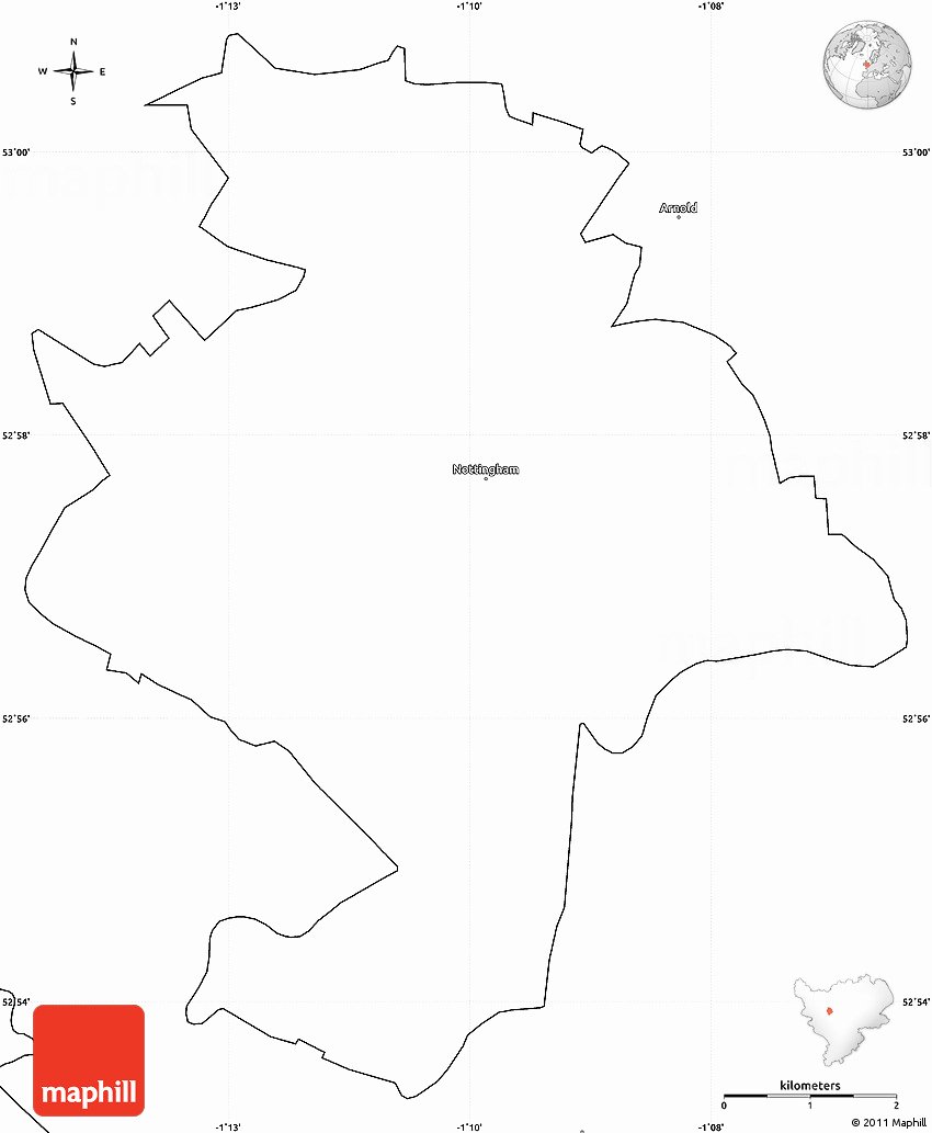 Blank City Map Template Awesome Blank Simple Map Of City Of Nottingham