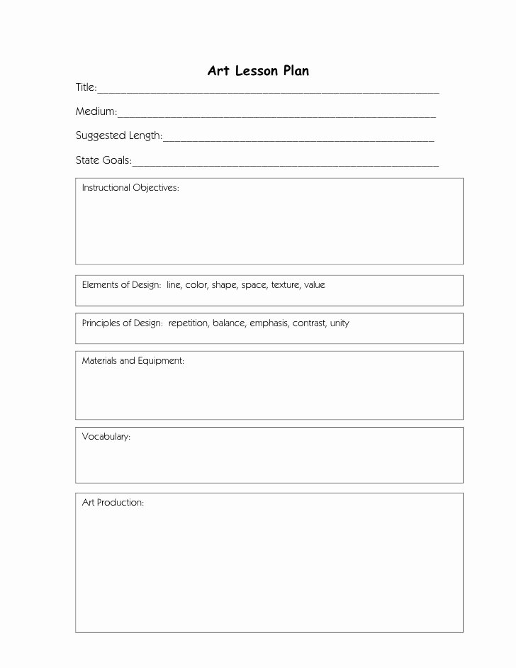 Blank Lesson Plan Template Best Of Blank Art Lesson Plan