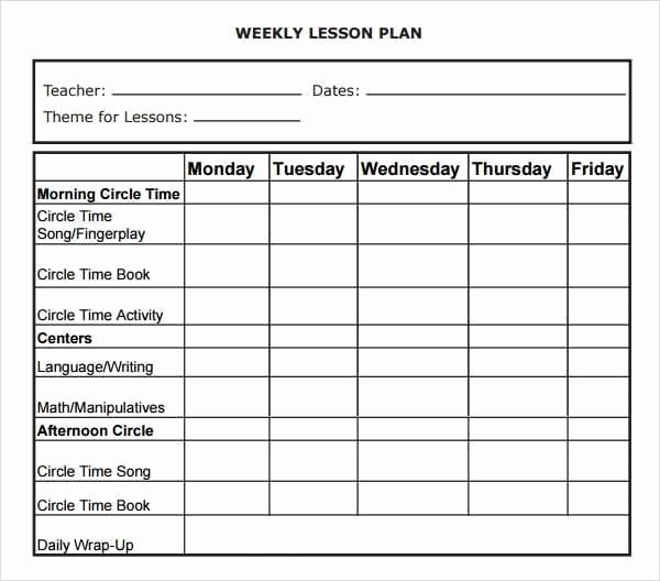 Blank Lesson Plan Template Doc Unique 5 Free Lesson Plan Templates Excel Pdf formats