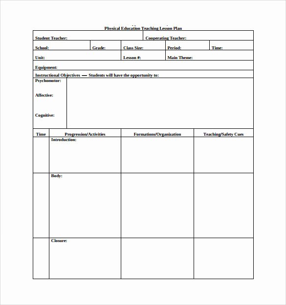 Blank Lesson Plan Template Free Awesome Blank Lesson Plan Template for Pe Templates Resume