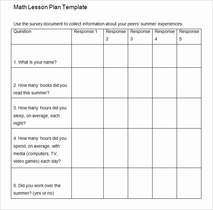 Blank Lesson Plan Template Free Lovely 7 Math Lesson Plan Template Free Pdf Word format