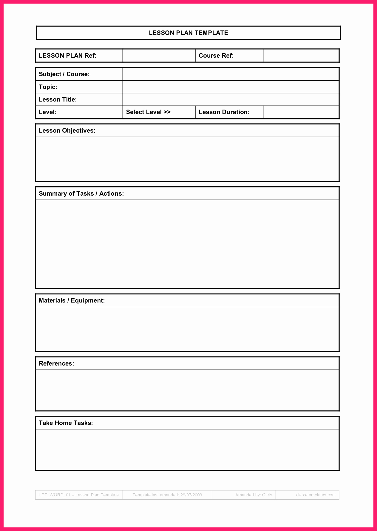 Blank Lesson Plan Template Free New Blank Lesson Plan Template