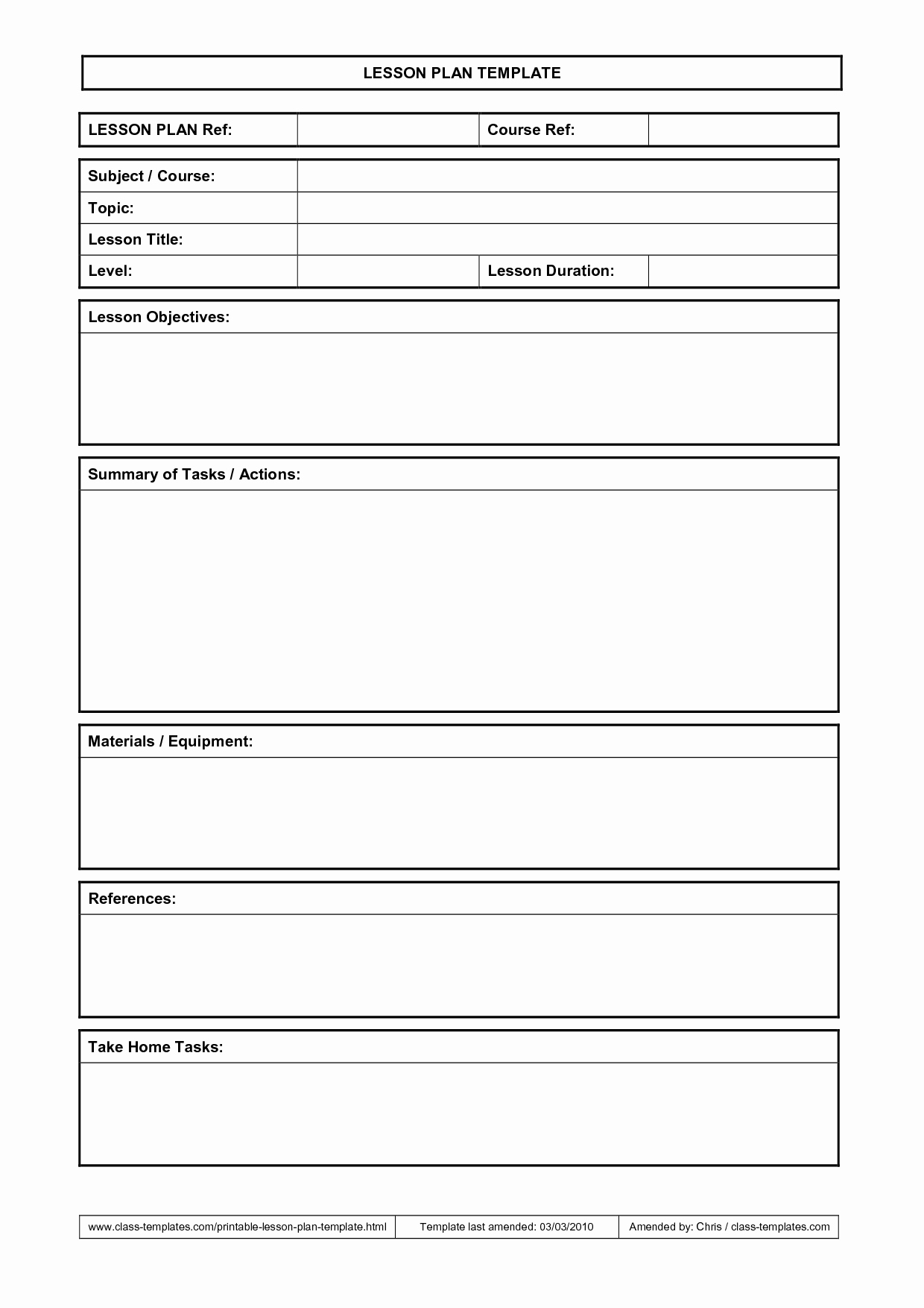 Blank Lesson Plan Template Free New Lesson Plan Template … Teaching Ideas