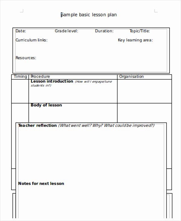 Blank Lesson Plan Template Inspirational 40 Lesson Plan Templates