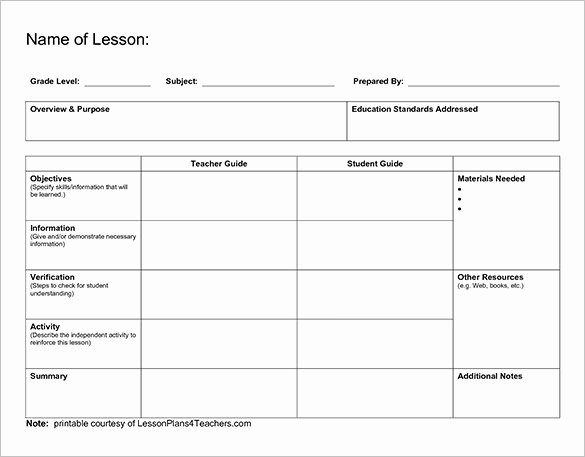 Blank Lesson Plan Template Pdf Awesome Lesson Plan Outline Template 8 Free Free Word Pdf