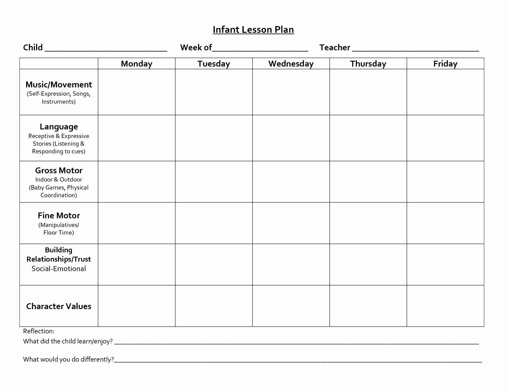 Blank Lesson Plan Template Unique Infant Blank Lesson Plan Sheets